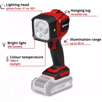 Power X-Change belaidis šviestuvas TC-CL 18/350 Li - Solo, 18V, LED lempa be akumuliatoriaus ir įkroviklio
