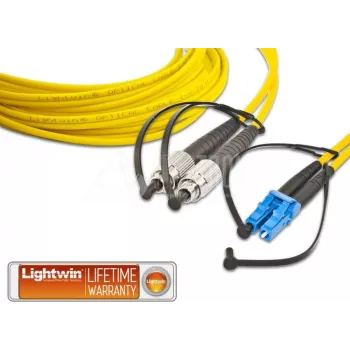 Lightwin LDP-09 FC-LC 1.0 šviesolaidinis kabelis 1 m 2x FC 2x LC OS2 geltonas