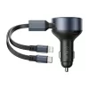 Automobilinis kroviklis Vention FFOB0 30W su USB‑C į Lightning laidu, 30 W išėjimas iPhone įkrovimui