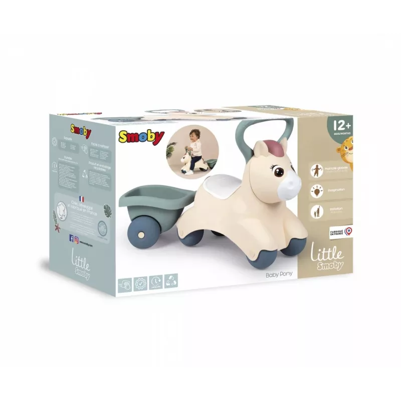 Smoby Little Baby Pony vaikų vaikštynė su priekaba