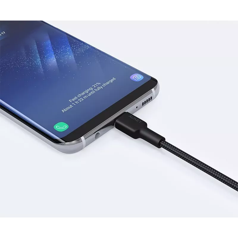 USB-C į USB-A laidas Aukey CB-CA2, nailono pintas, Quick Charge 3A, 1 m