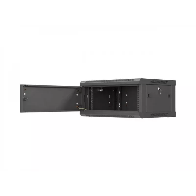 Sieninis 19 colių stovo korpusas LANBERG 4U 600x450 mm juodas su metalinėmis durelėmis