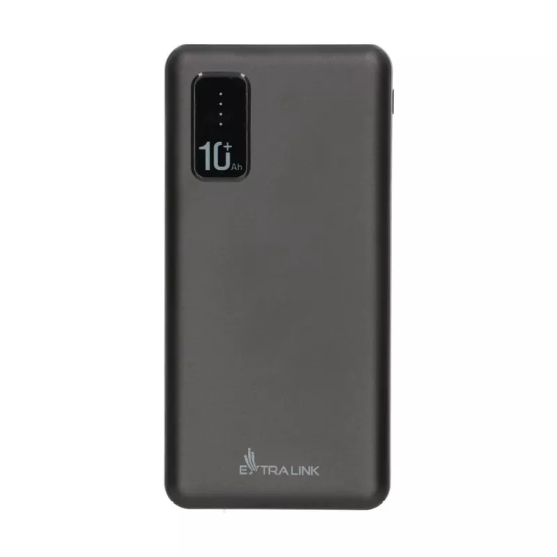 Powerbank Extralink EPB-098B 10000 mAh, LiPo, 2× USB-A + 1× USB-C, juodas