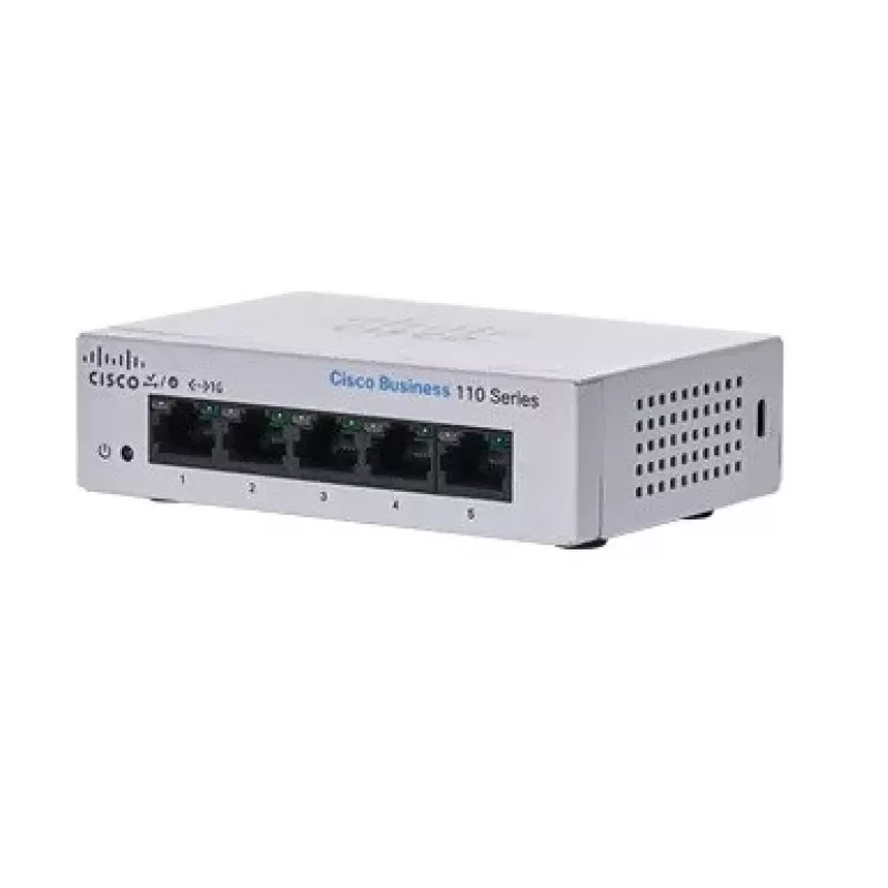 Nevaldomas L2 Gigabit Ethernet komutatorius Cisco CBS110 — 5x RJ-45 10/100/1000, 1U, 12V DC, 2048 MAC, 10 Gbit/s
