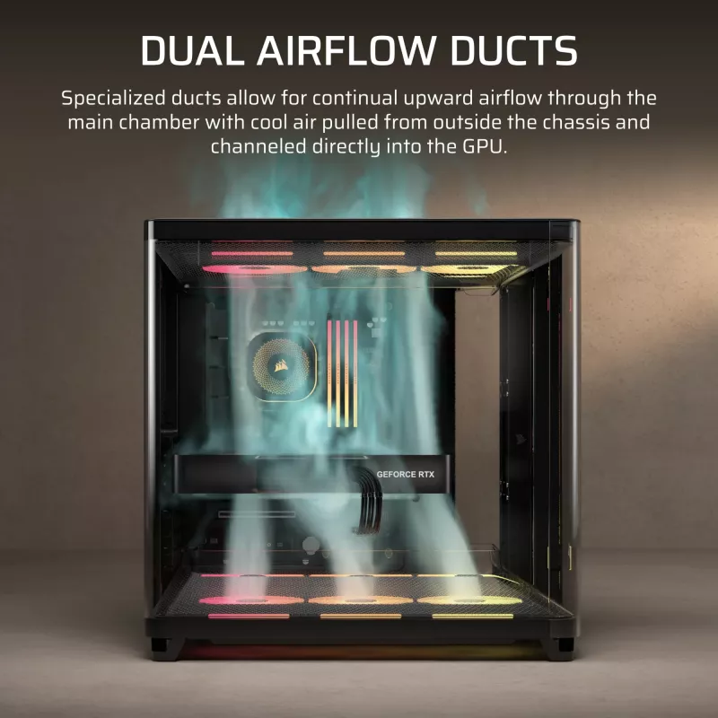 Corsair AIR 5400 LX-R RGB iCUE LINK Midi Tower juoda
