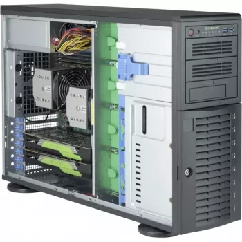 Super Micro Supermicro SC743 AC-1K26B-SQ - Bokštinis korpusas - 4U - Išplėstinis ATX - SAS - Karštai keičiamas - 1200 W - Juodas - USB (CSE-743AC-1K26B-SQ)