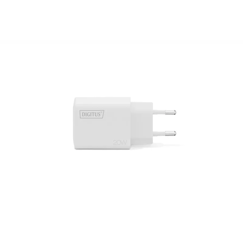 USB-C ir USB-A įkroviklis DIGITUS 20 W, 1x USB-C, 1x USB-A, 100–240 V, baltas