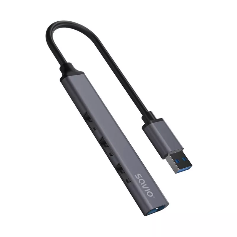 USB šakotuvas SAVIO AK-70, 4 prievadai (1× USB 3.0 + 3× USB 2.0), 5 Gbit/s