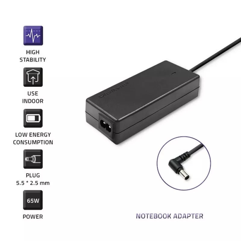 Qoltec Toshiba 65W 3.42A 19V 5.5x2.5 50073 nešiojamojo kompiuterio maitinimo adapteris