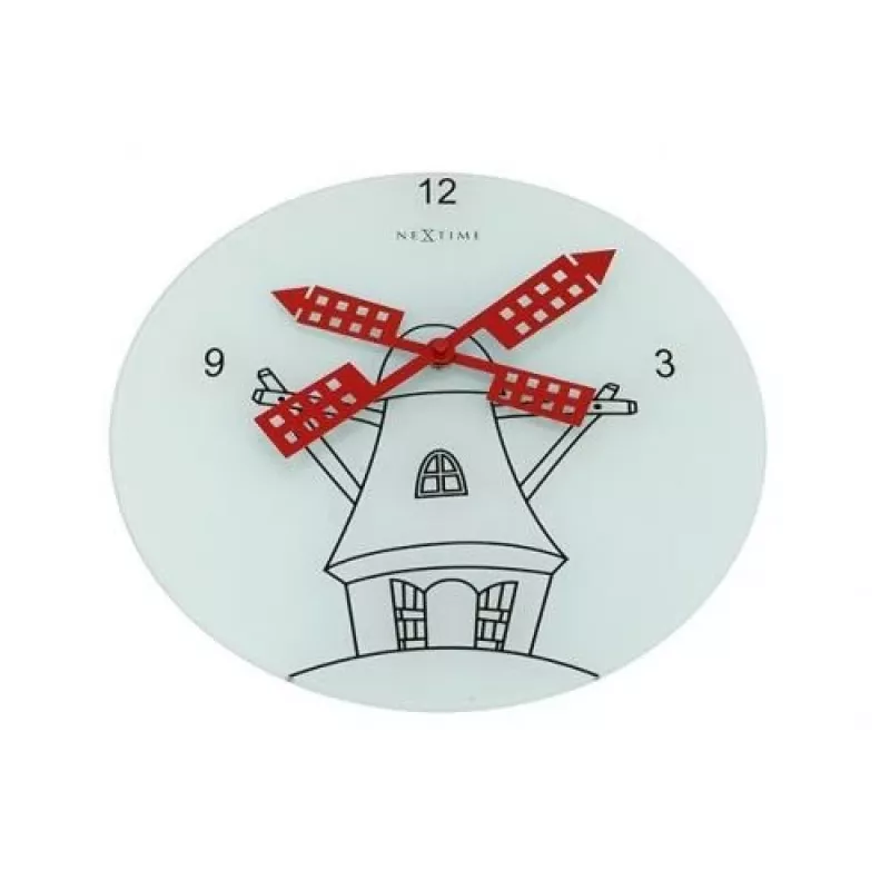 NeXtime klok 8807 Windmil, Ø30 cm, sieninis, baltas/juodas/raudonas