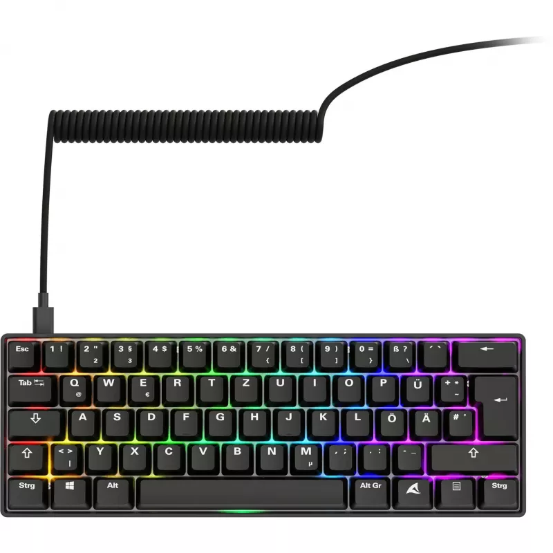 Klaviatūra Sharkoon 100065630 60% Laidinė USB QWERTZ Vokiška Juoda