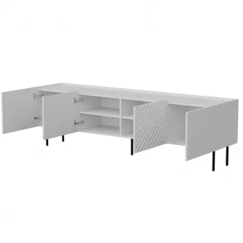 TV spintelė cama meble LUCCA 4D, 2000×400×590 mm, balta, medžio drožlių plokštės viršus