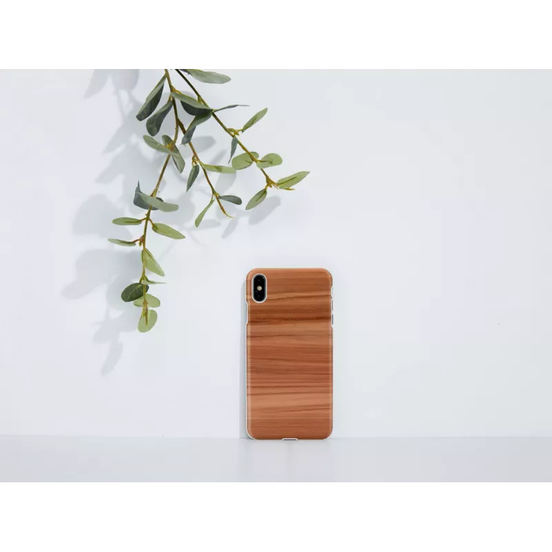 Dėklas iš medžio ir polikarbonato iPhone XS Max — Cappuccino White (man and wood)