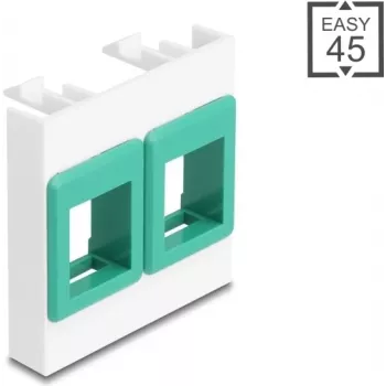 Sieninis 45x45 mm modulio rėmelis DELOCK Easy 2x Keystone laikikliai baltas/žalias