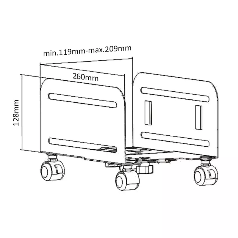 Mobilioji platforma MACLEAN MC-851 – juoda, 119×260×128 mm, max apkrova 10 kg
