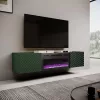 TV spintelė su elektriniu židiniu Cama Meble ONDA 180,5×40×58,0 cm, medžio drožlių plokštė, žalia, laisvai pastatoma arba montuojama ant sienos