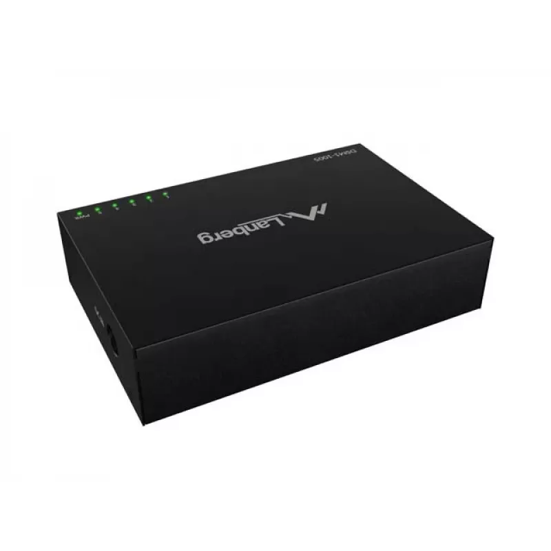 Tinklo jungiklis LANBERG DSM1-1005 5x 1 Gb/s nevaldomas stalinis, metalinis korpusas, 12V