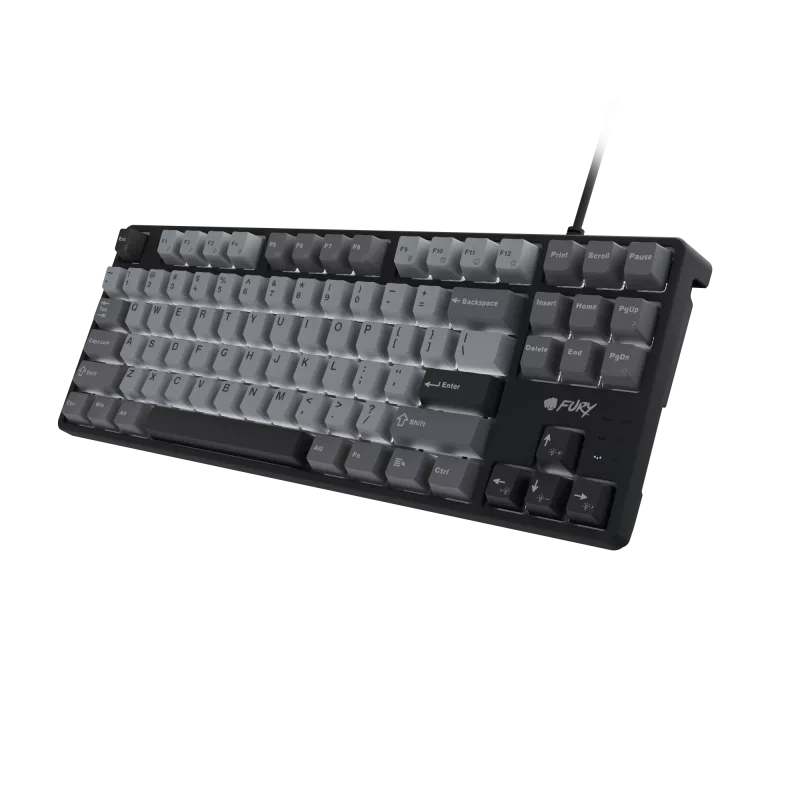 NATEC Fury Gaming klaviatūra Kanabo K2 US balta foninė šviesa mechaninė juodai pilka