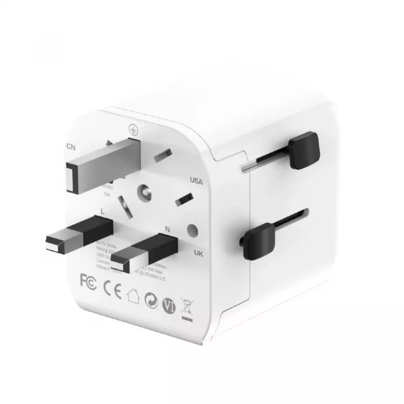 Universalus kelioninis adapteris GEMBIRD TPA-EU2A12-01-W 12W USB maitinimo adapteris tarptautiniams lizdams