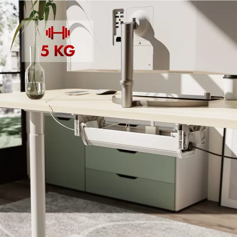 Maclean kabelių ir ilgintuvų tvarkyklė po stalu, maks. apkrova 5 kg, balta, MC-106 W
