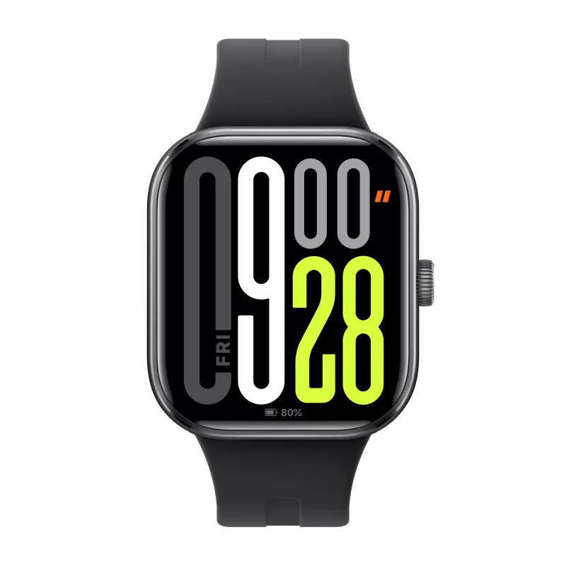 Išmanusis laikrodis Xiaomi Watch 5 stačiakampis 2,07 colio AMOLED ekranas, juodas korpusas, juoda TPU juosta, 47,5 mm, 5 ATM