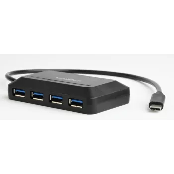 USB šakotuvas GEMBIRD ACT-HUB3C-4P — USB 3.2 Gen 1 Type-A pagrindinis prie 4 × USB 3.2 Gen 1 Type-C, 5000 Mbit/s, juodas