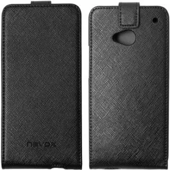 Nevox RELINO dėklas HTC One (M7) su užlenkiamu dangteliu juodai pilkas Blister
