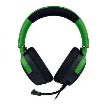 Laidinis žaidimų ausinių komplektas Razer Kraken V4 X — viršausinės, 20–20000 Hz, 1,8 m laidas, 310 g, juoda/žalia