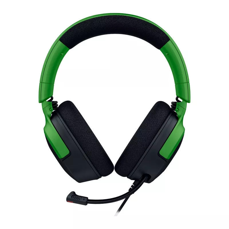 Laidinis žaidimų ausinių komplektas Razer Kraken V4 X — viršausinės, 20–20000 Hz, 1,8 m laidas, 310 g, juoda/žalia