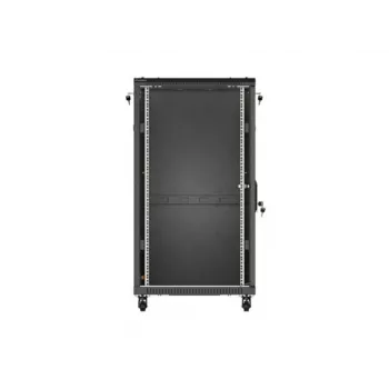 19 colių stelažinė spinta LANBERG 22U 600x1000 mm, juoda, stiklinės priekinės ir galinės durys