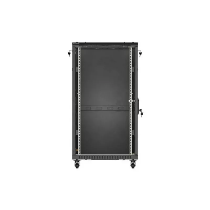 19 colių stelažinė spinta LANBERG 22U 600x1000 mm, juoda, stiklinės priekinės ir galinės durys