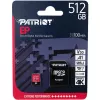 MicroSDXC atminties kortelė PATRIOT 512GB UHS-I U3 V30 Class 10, 90 MB/s skaitymas, su adapteriu