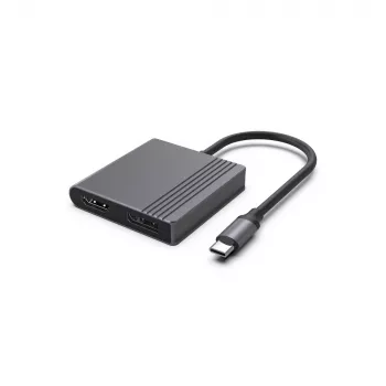 USB-C į HDMI ir DisplayPort adapteris GEMBIRD A-CM-HDMIFDPF-01, 4K 60Hz, juodas