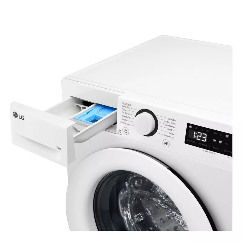 LG F2WR508SWW Skalbimo mašina, priekinis pakrovimas, 8 kg, 1200 aps./min., garo funkcija