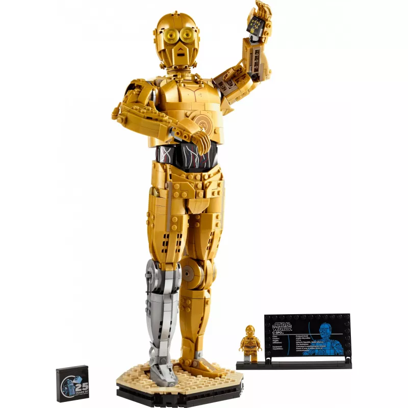 LEGO statoma figūra „Žvaigždžių karai“ C-3PO modelis 75398 — 1 138 dalių, 380 mm eksponavimo kolekcinis