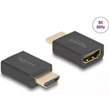 DeLOCK HDMI adapteris vyriškas į moterišką High Speed 8K 60 Hz juodas