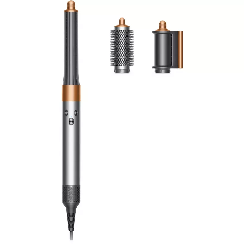 Dyson Airwrap Origin Warm Copper Nickel – daugiafunkcis formuotojas, 1300 W, 3 temperatūros/greičio nustatymai, 360° pagrindas, 2,675 m laidas