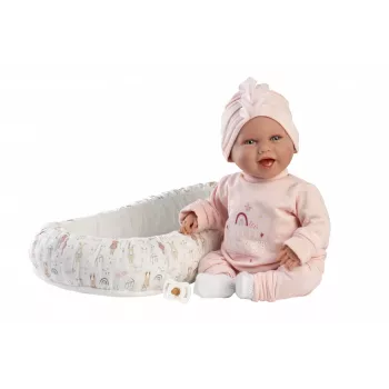 Lėlė Llorens Mimi Baby 42 cm – tikroviškas veidas, juokiasi, minkštas kūnelis