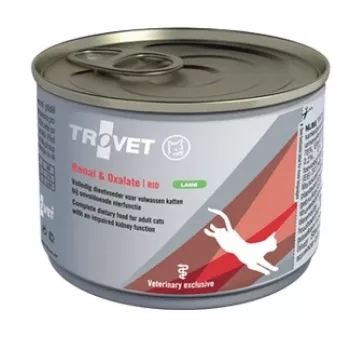 Šlapias kačių ėdalas TROVET Renal & Oxalate RID Ėriena 200 g, veterinarinė dieta suaugusioms katėms, 200 g skardinė