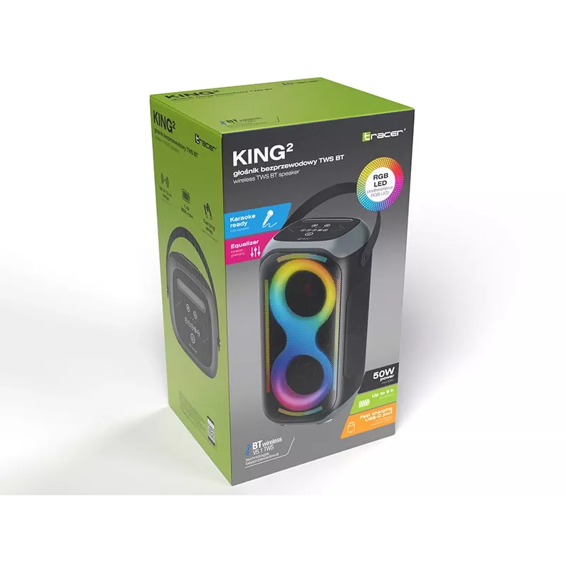 TRACER Speaker Poweraudio King 2 BT TWS – belaidis garsiakalbis su karaoke funkcija