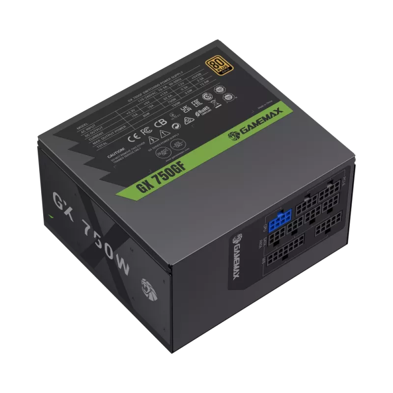 Gamemax GX 750GF 750 W maitinimo blokas, 80 PLUS Gold, pilnai modulinis