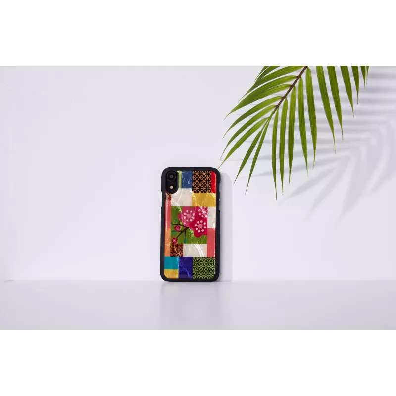 Dėklas iKins iPhone XR su vyšnių žiedų raštu, juodas