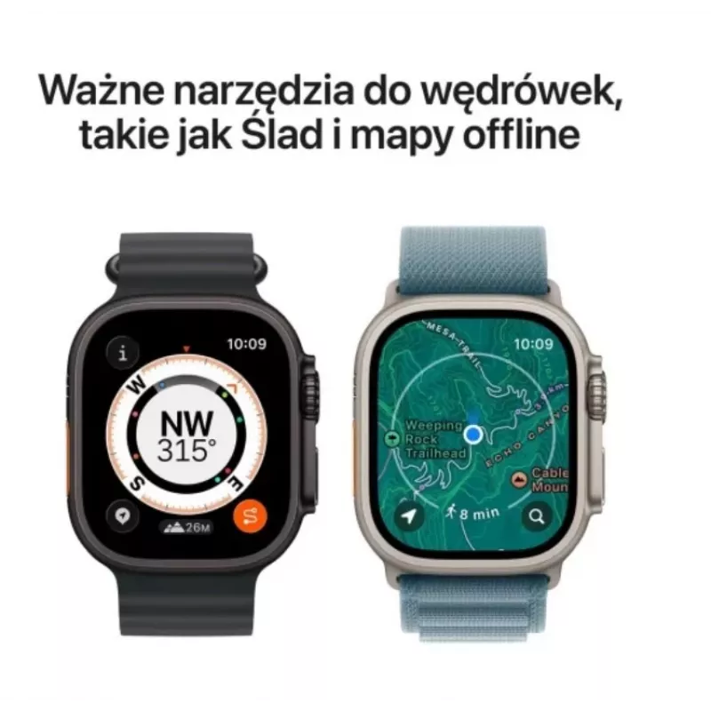 Apple Watch Ultra 3 GPS + Cellular 49mm natūralaus titano korpusas su šviesiai mėlynu Alpine Loop dirželiu – vidutinis dydis