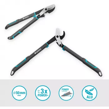 Genėjimo žirklės GARDENA EnergyCut Pro S, 60 cm rankena, pilka/turquoise