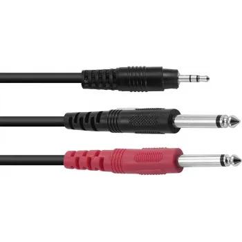Garso adapterio laidas Omnitronic 3,5 mm į 2×3,5 mm, ECO serija, 3 m