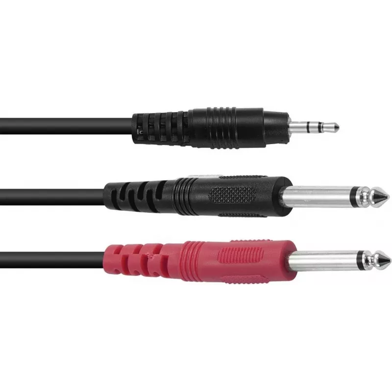 Garso adapterio laidas Omnitronic 3,5 mm į 2×3,5 mm, ECO serija, 3 m