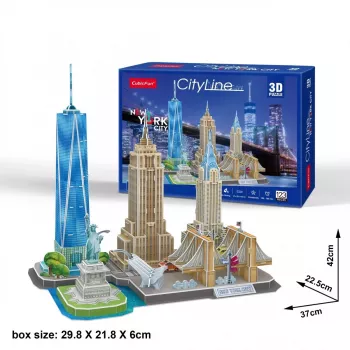 3D dėlionė CubicFun Niujorko miesto linija, 123 detalės, 370×420 mm, nuo 8 m.