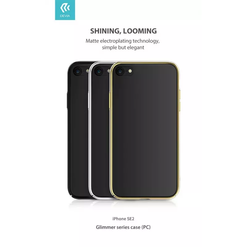 Apsauginis dėklas Devia Glimmer serija, skirtas iPhone SE2, auksinis, kietas PC nugarėlė