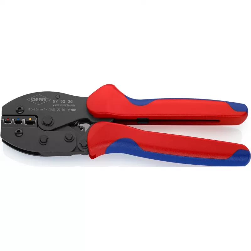Knipex PreciForce 975236 SB presavimo replės – izoliuotos rankenos juoda, mėlyna, raudona