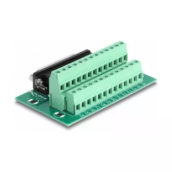 DeLOCK D-Sub 25 kontaktų moteriškas į terminalų bloką adapteris DIN bėgiui 51mm x 86mm x 30mm